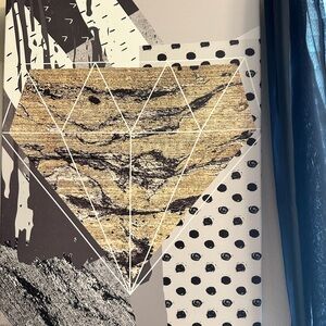 Abstract Geometric Wall Art in Black, White, and Gold
